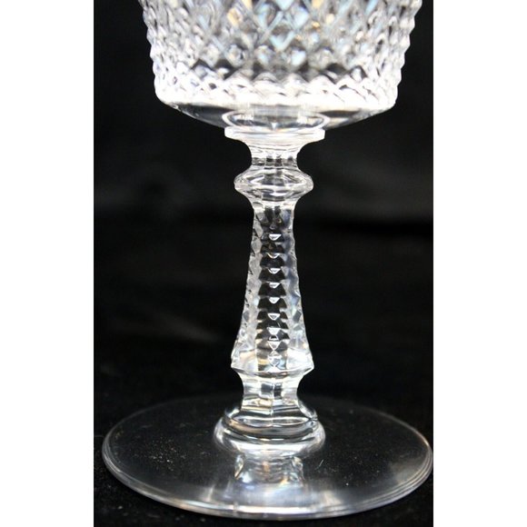 Val St Lambert Claret Wine Glass Heidleberg Diamond Cut Blown 5" Tall Red White - Picture 4 of 5
